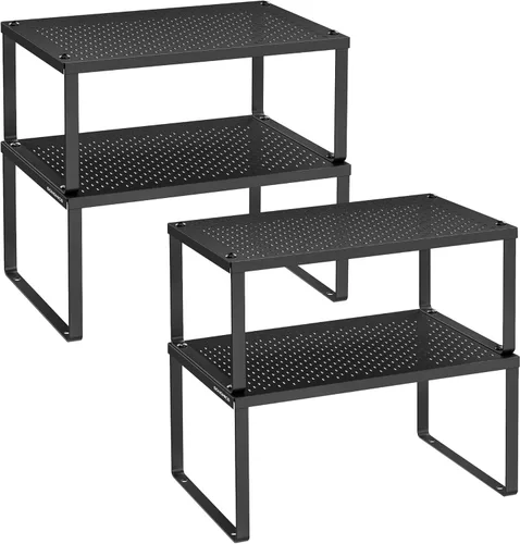 Vista 10 de SONGMICS Estante para especias, juego de 4 organizadores de estantes de metal para gabinetes, organizadores de encimera, elevadores de estantes