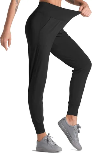 Vista 2 de Dragon Fit - Pantalones deportivos para mujer, con bolsillos y tiro alto, para yoga, ejercicios, pantalones cónicos, pantalones de descanso