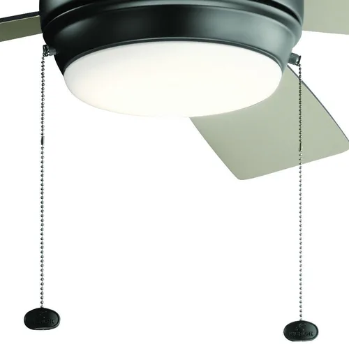 Vista 9 de KICHLER 330174PN Ventilador de techo con 5 aspas plateadas/nogal con luz de 53 vatios, níquel pulido Ventilador de 5 aspas con cristal opal