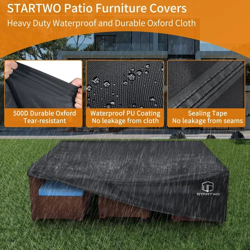 Vista 3 de Cubiertas para muebles de patio STARTWO impermeables, resistentes a los rayos UV, resistentes a los desgarros, resistentes para 7-12 asientos