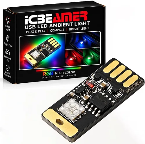 Vista 8 de ICBEAMER Paquete de 1 luz LED USB mini (rojo) Kit de iluminación de acento interior/nano para coche, enchufe directo, iluminación ambiental