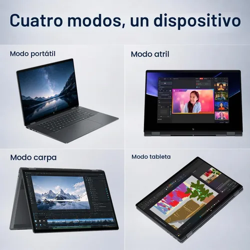 Vista 7 de HP OmniBook X Flip, portátil 2 en 1 de 16", Intel Ultra 7 256V, 16 GB, SSD