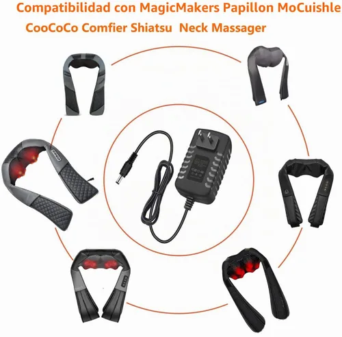 Vista 3 de Adaptador de corriente alterna de pared compatible con RESTECK, Vellax, Medcursor, Mirakel, InvoSpa Shiatsu Back Shoulder and Neck Massager Charger