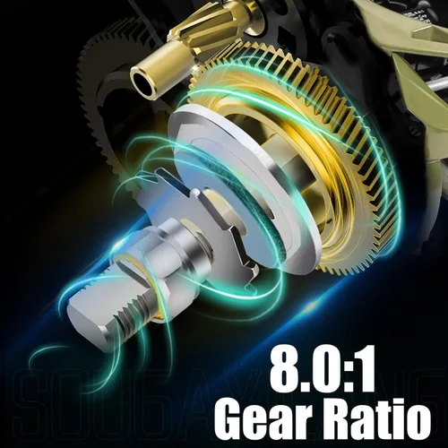 Vista 5 de Sougayilang Baitcaster Combo, Cañas de Pescar de Casting de Grafito de 2 Piezas 30Ton+24Ton, Mango SuperPolymer, Portacebo Estilo "S" con Carrete