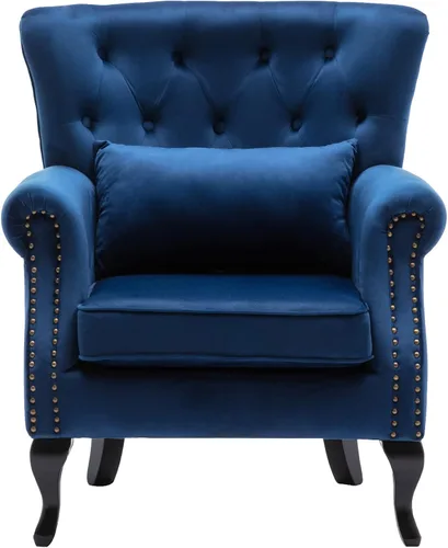 Vista 30 de chairus Silla de Acento Moderna de Mediados de Siglo con Otomana, Cómoda Silla Individual de Sofá de Lino con Botones Capitoné Sillón Orejero