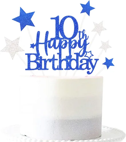 Vista 11 de Decoración brillante para tarta de primer cumpleaños feliz con estrella, adornos personalizados para tarta de 1 cumpleaños, decoraciones de fiesta
