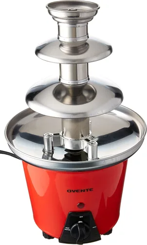 Vista 10 de OVENTE Máquina de fuente de fondue de chocolate de 3 niveles, mini calentador eléctrico de acero inoxidable para fiestas, queso derretido, licores