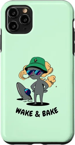 Vista 11 de Estuche de regalo divertido para iPhone 15 Alien Stoner Wake And Bake Weed Marihuana
