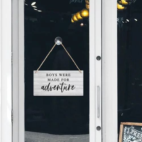 Vista 6 de Letrero de madera con texto en inglés «Boys Were Made For Adventure» («Boys Were Made For Adventure»)