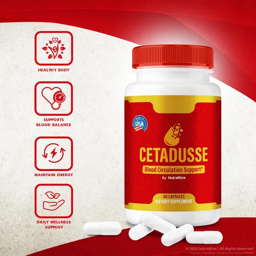 Vista 5 de NutraRize Cetadusse Cápsulas de Cetadusse, fórmula sanguínea de máxima fuerza, píldoras totalmente naturales para una salud óptima, suplemento