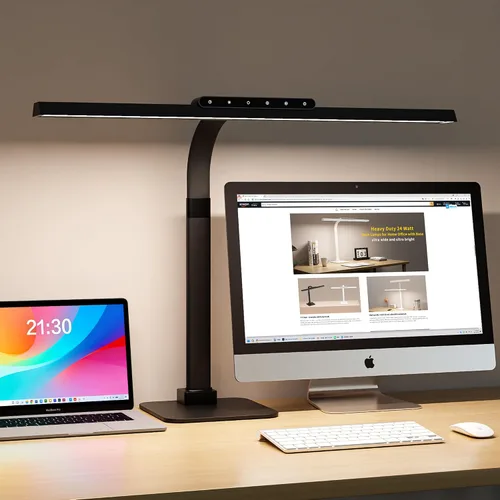 Vista 12 de Lámpara de escritorio LED con base, lámpara de escritorio de 24 W de brillo con control táctil para oficina en casa, luces altas ajustables