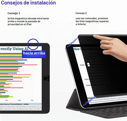 Vista 5 de Mamol Protector magnético de pantalla de privacidad para iPad 10.2 pulgadas de 9ª/8ª/7ª/7ª generación 2021/2020/2019, extraíble y reutilizable