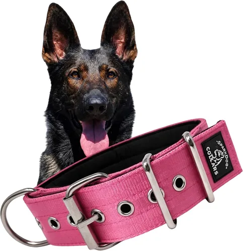 Vista 17 de SparkDog - Collar de perro resistente de 1.5 pulgadas, correa ajustable de grado de cinturón de seguridad con herrajes de acero inoxidable