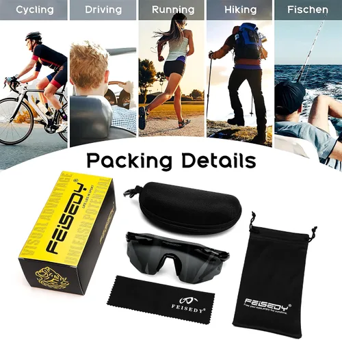 Vista 7 de FEISEDY Gafas de sol deportivas sin montura para hombres y mujeres Tr90 Marco para ciclismo Pesca Correr B0116