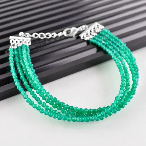 Vista 21 de Pulsera de piedras preciosas naturales, cuentas microfacetadas de 5 hebras, piedra energética, cristales curativos, chapado en plata, ajustable