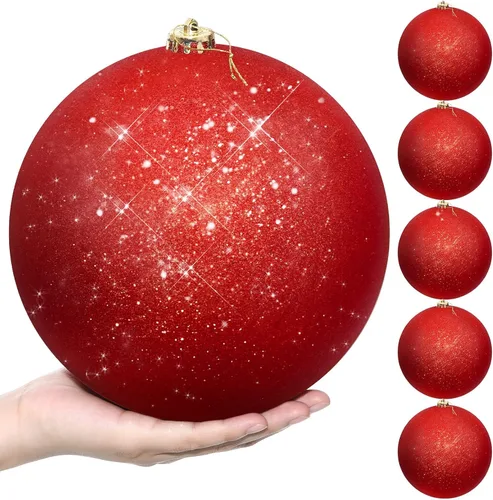 Vista 11 de Zubebe 6 Piezas Bolas de Navidad Extra Grandes de 8" para Exteriores, Adornos Jumbo Oversized para Árbol de Navidad, Decoraciones Gigantes, Bolas