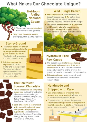 Vista 2 de Addictive Wellness Chocolate crudo sin azúcar, paquete de 3 unidades, paleo y ceto, puramente superalimentos y adaptógenos