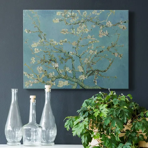 Vista 3 de Renditions Gallery Vincent Van Gogh Impreso Flores de almendra, famosa reproducción de pintura, lienzo de alta calidad envuelto en galería, listo