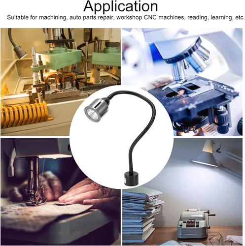 Vista 6 de VINGVO Taidda- Luz LED para máquina de coser, lámpara de trabajo multifuncional con brazo de cuello de cisne flexible con base de montaje magnética