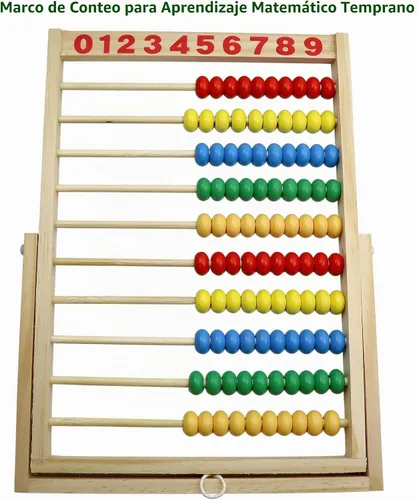 Vista 4 de MAGIKON Marco de números de madera para contar, ábaco de 10 filas para niños que aprenden matemáticas (11-1/2 pulgadas)