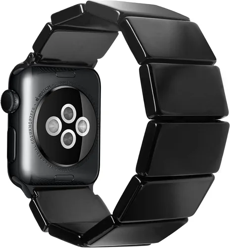 Vista 6 de Heesch - Correa de resina elástica para reloj compatible con Apple Watch para mujeres, pulsera de pulsera de tortuga para iwatch Series Negro