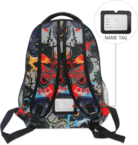 Vista 5 de Krafig Monster Truck Car - Mochila escolar para niños, niñas, mochila escolar para escuela primaria, mochila de viaje, Monster Truck, Mochilas