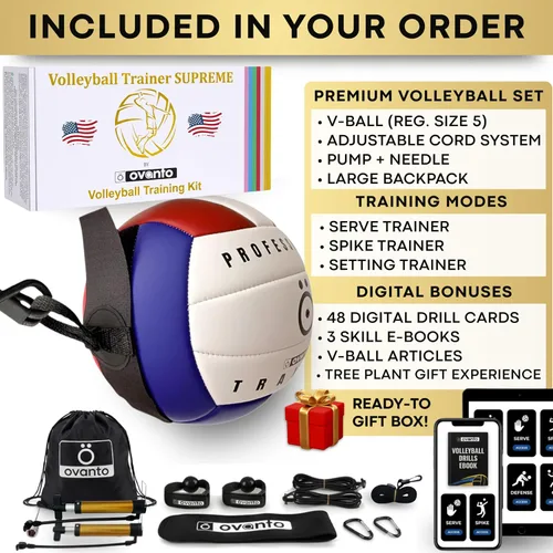 Vista 2 de OVANTO Volleyball Training Equipment Aid – Adjustable Practice Volleyball Kit
