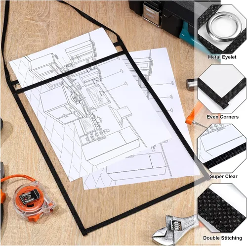 Vista 4 de Geyee Paquete de 50 soportes para boletos de trabajo, bolsillos para pedidos de trabajo para manga colgante de 9 x 12 pulgadas, soportes de boletos