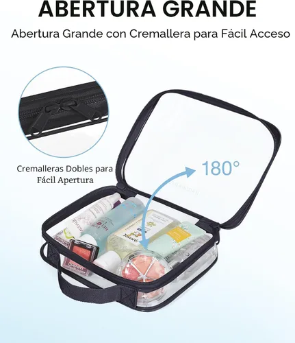 Vista 3 de BAGSMART Neceser transparente con asa, paquete de 2 unidades, aprobado por Negro Absoluto