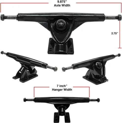 Vista 2 de Yocaher Longboard - Juego de ruedas para monopatín de 2.795 in + camiones negros de aluminio resistente de 7 pulgadas/7.087 in, rodamiento Azul bebé