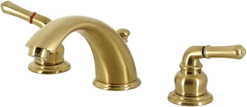Vista 10 de Kingston Brass KB966 Grifo de baño de configuración ancha Magellan con desagüe automático al por menor, cobre envejecido