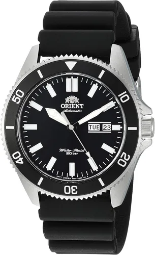 Vista 4 de Orient Kanno Reloj japonés automático/de cuerda manual estilo buceador Negro/Rojo y Azul