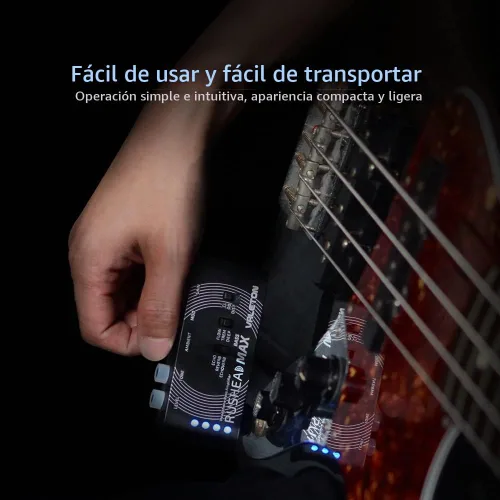 Vista 6 de Valeton Rushead Max - Amplificador de bolsillo portátil para bajo, cargador USB, multiefectos