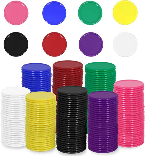 Vista 8 de 600 mini fichas de póquer de plástico en 6 colores, fichas de juego de cartas de póquer a granel para jugar, aprender matemáticas, contar