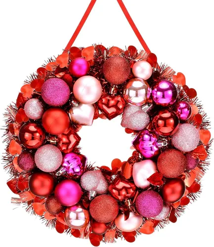 Vista 11 de BULINGNA Coronas de corazón para el día de San Valentín, simulación artificial, romántica, rosa, boda, compromiso, fiesta, adorno colgante
