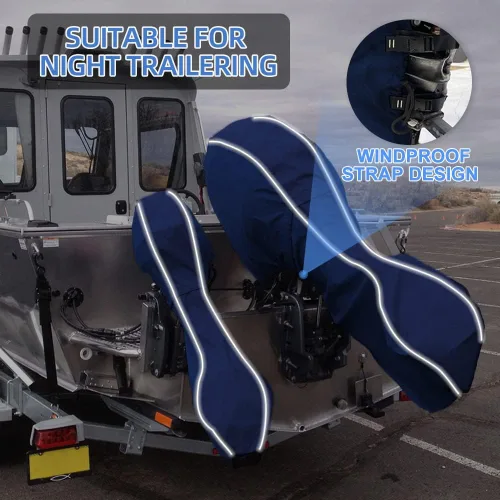 Vista 3 de 600D Resistente al Desvanecimiento y a las Grietas Cubierta Completa para Motor Fuera de Borda Remolcable, Cubierta de Motor de Barco Impermeable