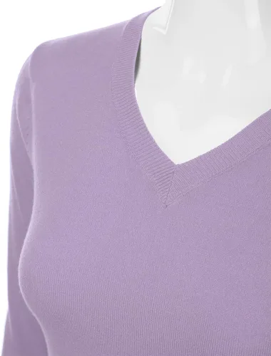Vista 4 de danibe Suéter de punto suave de primera calidad con cuello en V para mujer (S-XXL)