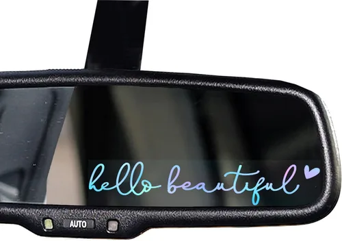 Vista 27 de 2 calcomanías con el texto “Buckle Up” para espejo retrovisor, calcomanía de vinilo divertida y bonita para el auto