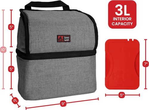 Vista 3 de Lonchera térmica patentada, bolsa aislada con paquetes térmicos para microondas, capacidad de 3 litros para comidas, mantiene la comida caliente