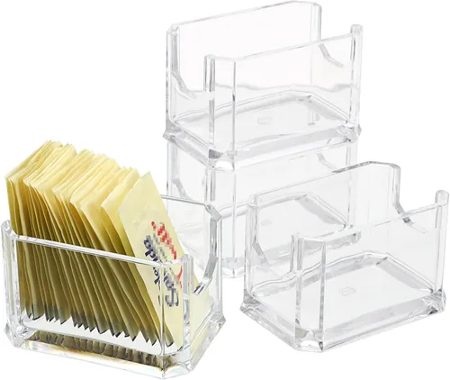 Vista 8 de ELLDOO Juego de 4 soportes para paquetes de azúcar, azucarero acrílico para restaurante, organizador de bolsas de té, soporte para paquetes