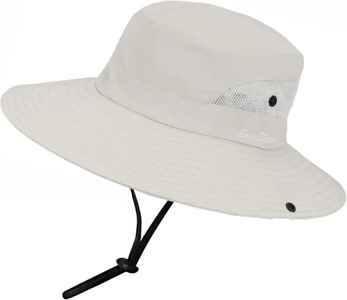 Vista 8 de Sombrero de sol de verano para mujer, cola de caballo, protección UV, ala ancha, plegable, sombrero Beige