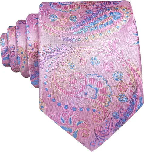 Vista 138 de Barry.Wang - Juego de corbata de seda para hombre, diseño de cachemira, pañuelo y gemelos de bolsillo