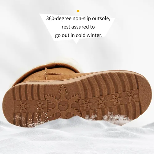 Vista 4 de FINIWOR Botas de nieve de invierno para mujer, botas clásicas de media pantorrilla, con forro de piel, botas cálidas