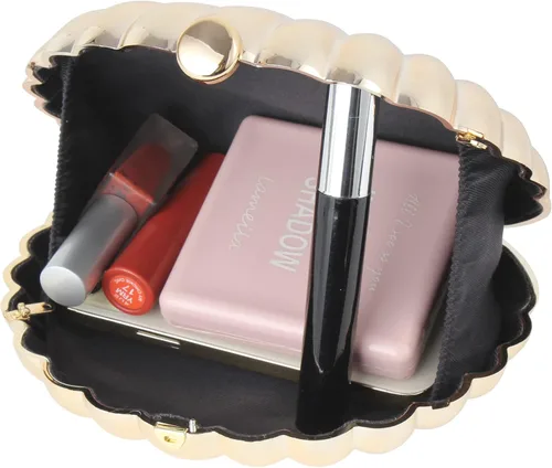 Vista 4 de Mini bolso de mano de noche de concha marina para mujer, correa de cadena, bolso cruzado