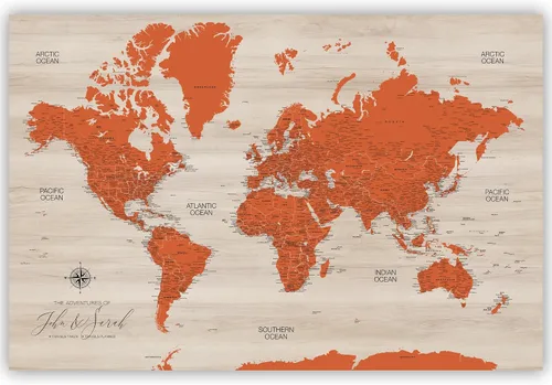 Vista 10 de HolyCowCanvas Mapa Personalizado de Pin de Empuje del Mundo en Lienzo, Tablero de Mapa del Mundo, Mundo para Marcar Lugares, Rastrear Viajes, Regalo