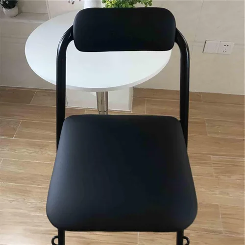 Vista 6 de Silla de bar plegable de 26 pulgadas, 28 pulgadas, 30 pulgadas, taburete de bar plegable con respaldo, taburete de bar de desayuno con placa