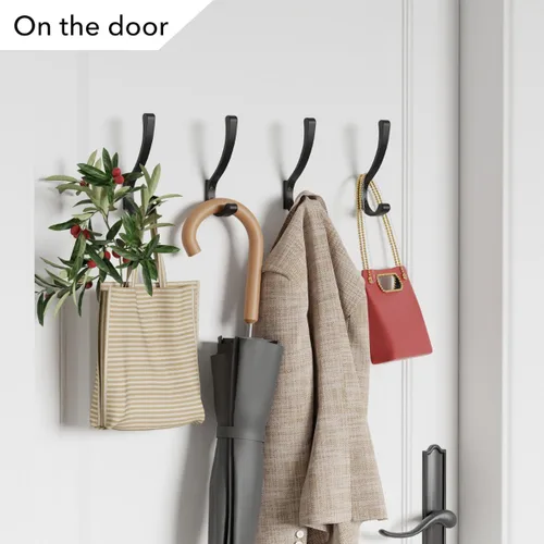 Vista 4 de saffruff Ganchos de montaje en pared, ganchos de metal resistentes para colgar ropa, mochila, bolsa, toalla y chaqueta, fuerte gancho de armario