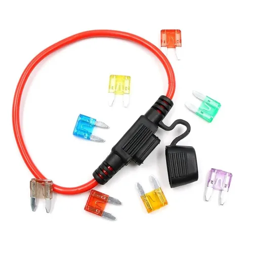 Vista 3 de Paquete de 5 fusibles de coche 14 AWG ATC/ATO 30 AMP en línea Fusible de hoja 0.5A 1A 2A 3A 4A 5A 7.5A 10A 15A 20A 25A 30A Soporte para automóvil