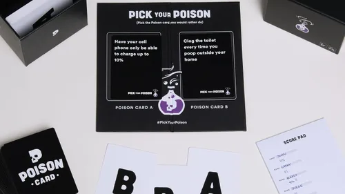 Vista 4 de Juego de fiesta Pick Your Poison + Set de expansión familiar - El juego de cartas “¿Qué preferirías hacer?” para fiestas de regalos blancos, regalos