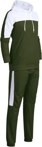 Vista 5 de Conjunto deportivo para hombre, traje de ocio, color sólido, cremallera, suéter, pantalones, traje deportivo, conjunto casual para hombres
